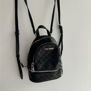Steve Madden Embossed small Black Backpack
